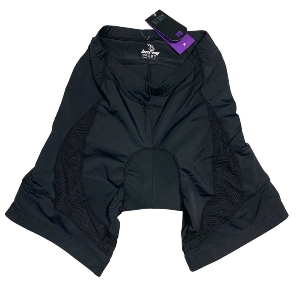 Beroy Cycling Shorts Women Medium Black Padded Mesh Biker Sporty Gorpcore